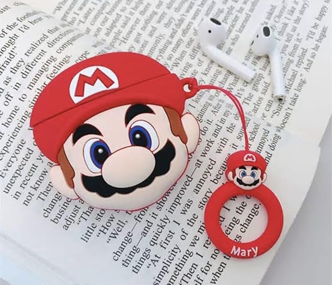 SUPER MARIO AirPods Pro 2 Case with Keychain, Drop Protection, Protective Case, Supports Wireless Charging Cover for AirPods Pro 1st/2nd Generation (2022/2019)
