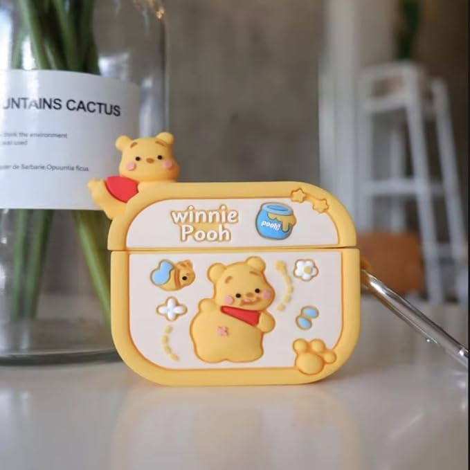 Winni Pooh AirPods Pro 2 Case with Keychain, Drop Protection, Protective Case, Supports Wireless Charging Cover for AirPods Pro 1st/2nd