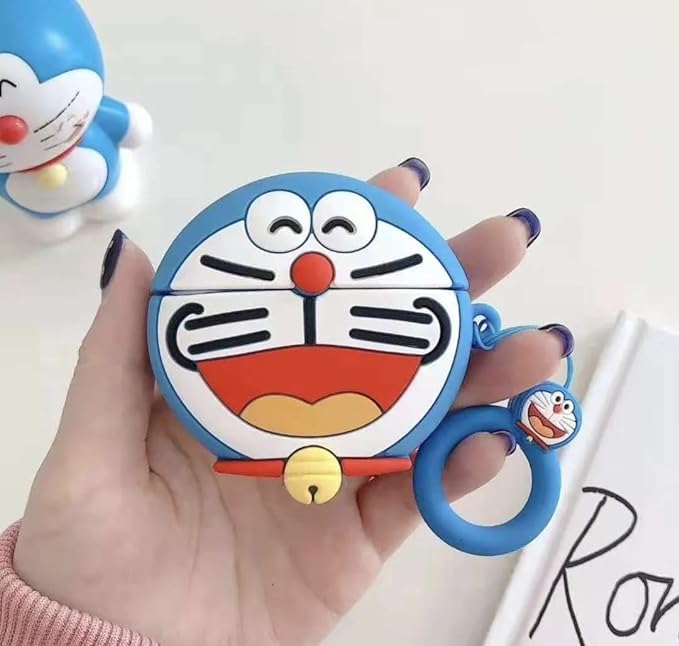 Doraemon AirPods Pro 2 Case with Keychain, Drop Protection, Protective Case, Supports Wireless Charging Cover for AirPods Pro 1st/2nd Generation