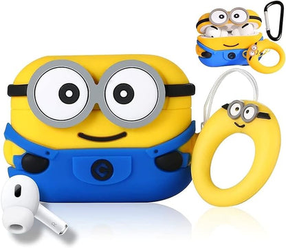Minion AirPods Pro 2 Case with Keychain, Drop Protection, Protective Case, Supports Wireless Charging Cover for AirPods Pro