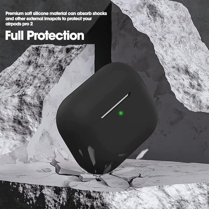 AIRPODS PRO 2 SILICON CASE [Soft Silicone Skin Case Cover Shock-Absorbing Protective Case with Keychain]