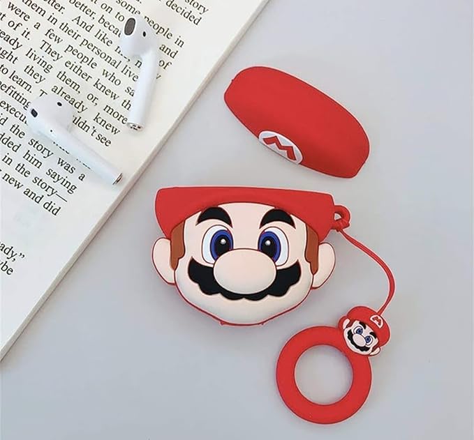 SUPER MARIO AirPods Pro 2 Case with Keychain, Drop Protection, Protective Case, Supports Wireless Charging Cover for AirPods Pro 1st/2nd Generation (2022/2019)