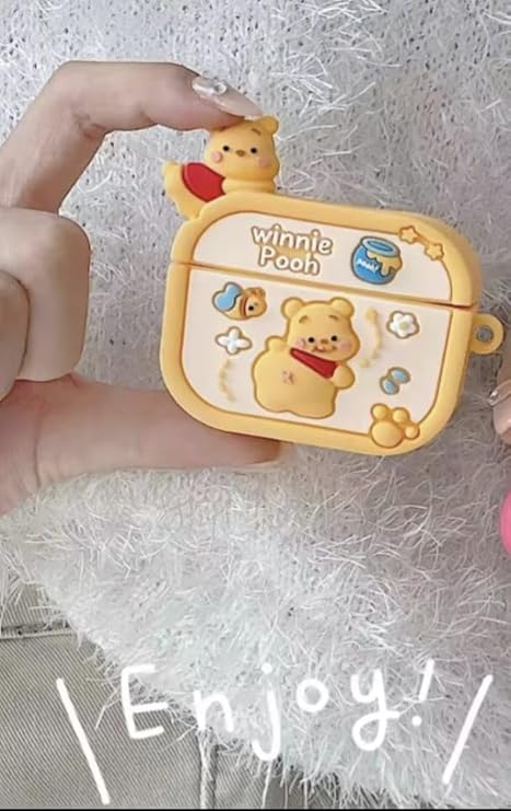 Winni Pooh AirPods Pro 2 Case with Keychain, Drop Protection, Protective Case, Supports Wireless Charging Cover for AirPods Pro 1st/2nd