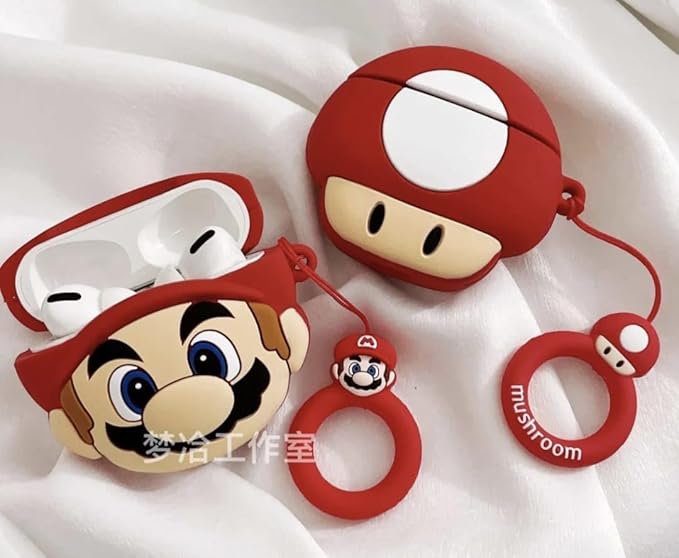 SUPER MARIO AirPods Pro 2 Case with Keychain, Drop Protection, Protective Case, Supports Wireless Charging Cover for AirPods Pro 1st/2nd Generation (2022/2019)